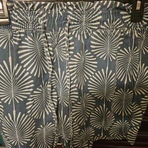 Blue and White Tropical Patterned Shorts